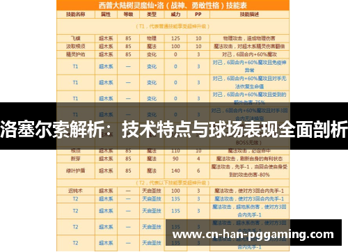 洛塞尔索解析：技术特点与球场表现全面剖析