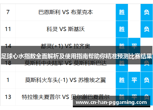 足球心水指数全面解析及使用指南帮助你精准预测比赛结果